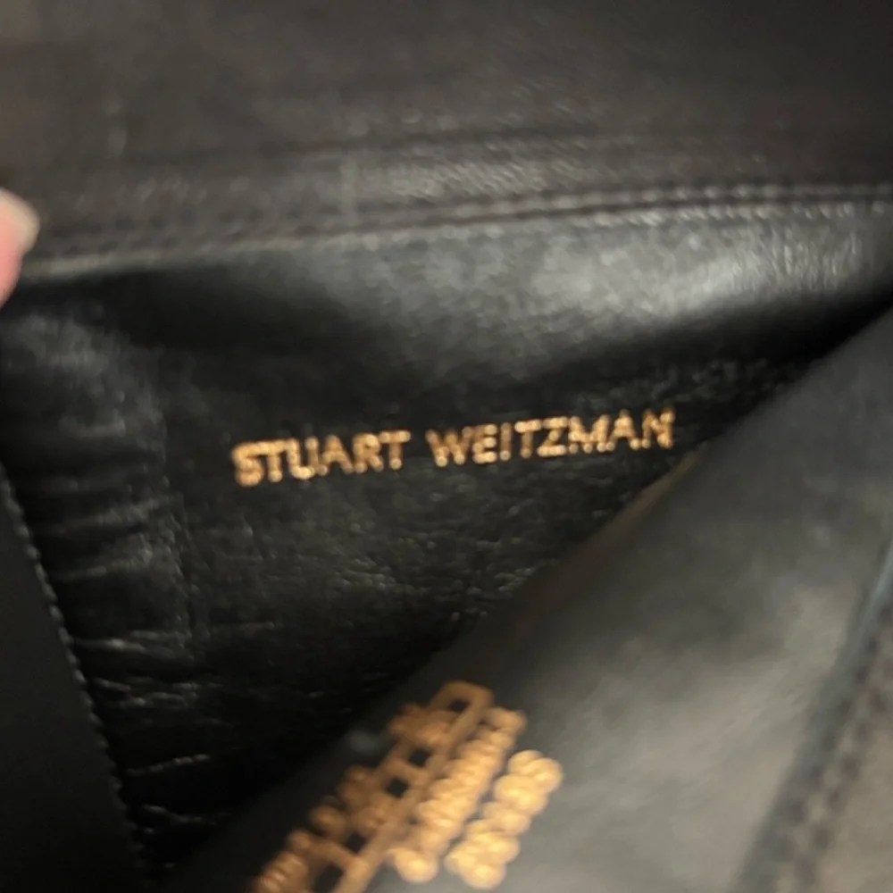 Stuart Weitzman Mane 5050 OTK Black Leather Boots NWOT Western Inspired Fringe 7